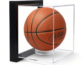 Vitrina para balón de baloncesto enmarcada, soporte de pared de acrílico UV, balón de tamaño reglamentario
