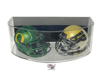 Curved Acrylic Wall Mount Double Mini Helmet Display Case by GameDay Display