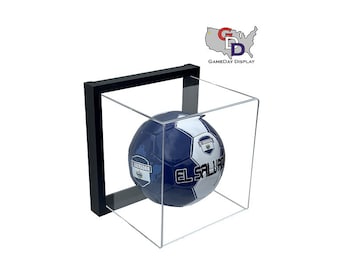 Framed Acrylic Full Size Soccer Ball Display Case UV Protecting Secure Mount