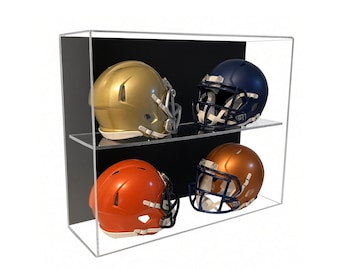 4 mini cascos de fútbol americano para exhibición en pared, vitrina acrílica
