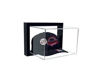 Framed Acrylic Wall Mount Hat Display Case UV Protecting Secure Mount