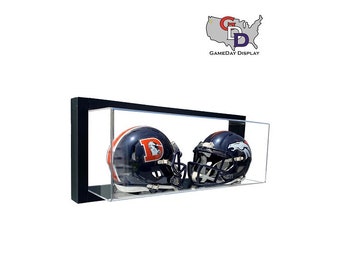 Framed Acrylic Wall Mount Double Mini Helmet Display UV Protecting Secure Mount
