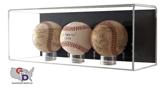 Paquete de 4 vitrinas de béisbol, soportes de béisbol para exhibición de  bolas, caja de sombra de montaje en pared con cerraduras para el hogar