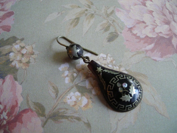 Antique Victorian Pique MOP Shell Gold Silver Ear… - image 3