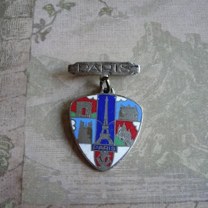 Antique Edwardian WWI Souvenir Paris Sweetheart Pin Pendant image 1