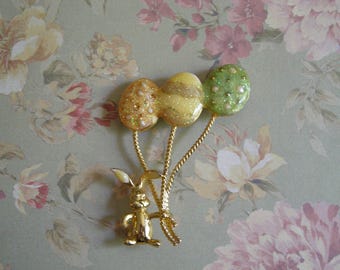 Vintage 1980s A.S. Enamel Easter Bunny Pin Brooch
