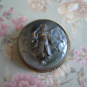 Broche Ancienne Pâte De Verre Peinte à La Main - Vintage - Sans Marque