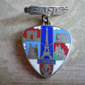 Antique Edwardian WWI Souvenir Paris Sweetheart Pin Pendant image 4