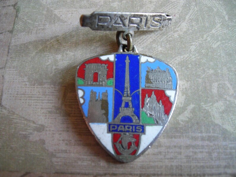 Antique Edwardian WWI Souvenir Paris Sweetheart Pin Pendant image 4