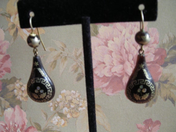 Antique Victorian Pique MOP Shell Gold Silver Ear… - image 6