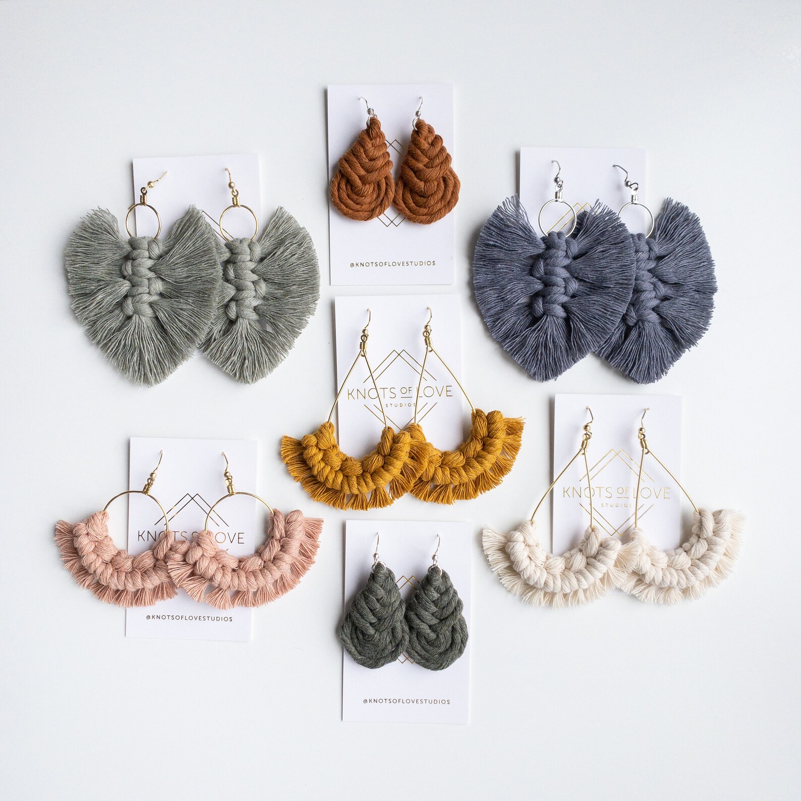 Macrame Earrings Macrame Knot Earrings Teardrop Earrings Etsy