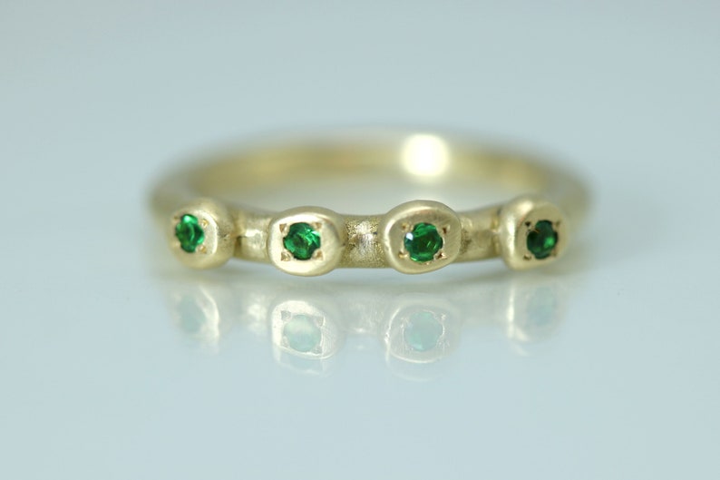 Emerald Gold Ring, May Birthstone Ring, Stackable Gold Rings, Gold Anniversary Ring, Gold Gemstone Ring, Gold Stacking Rings, Green Ring image 2