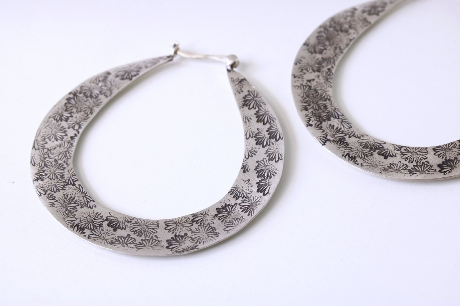 Oxidized Silver Earrings Sterling Silver Hoop Earrings Etsy