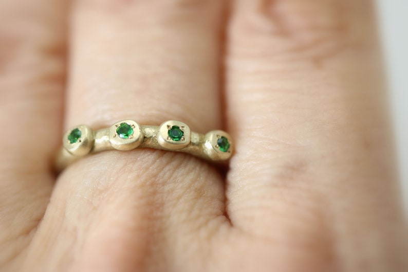 Emerald Gold Ring, May Birthstone Ring, Stackable Gold Rings, Gold Anniversary Ring, Gold Gemstone Ring, Gold Stacking Rings, Green Ring image 4