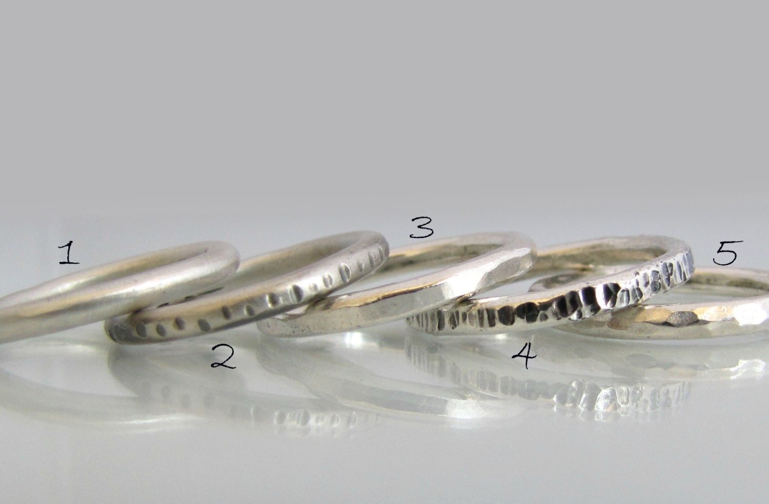 Silver Stackable Rings, Set of 5 Stacking Rings, Silver Rings Women ...