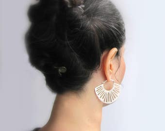 Large Silver Earrings, Boho Style