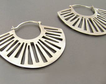Statement Earrings, Silver Hoop Earrings, Bohemian Earrings, Big Silver Earrings, Sterling Silver Hoop Earrings, silver tribal earrings