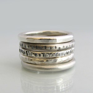 Silver Stackable Rings, Set of 5 Stacking Rings, Silver Rings Women ...