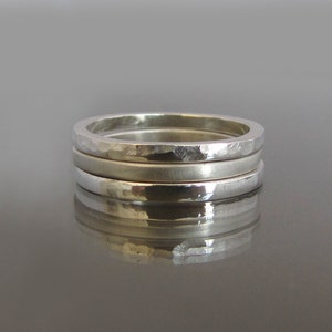 Stackable Rings, Thin Silver Ring, Set of 3 Stacking Rings, Wedding Bands Women, Thin Silver Bands, Hammered Silver Ring, Artisan Rings