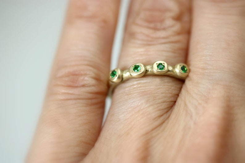 Emerald Gold Ring, May Birthstone Ring, Stackable Gold Rings, Gold Anniversary Ring, Gold Gemstone Ring, Gold Stacking Rings, Green Ring image 3