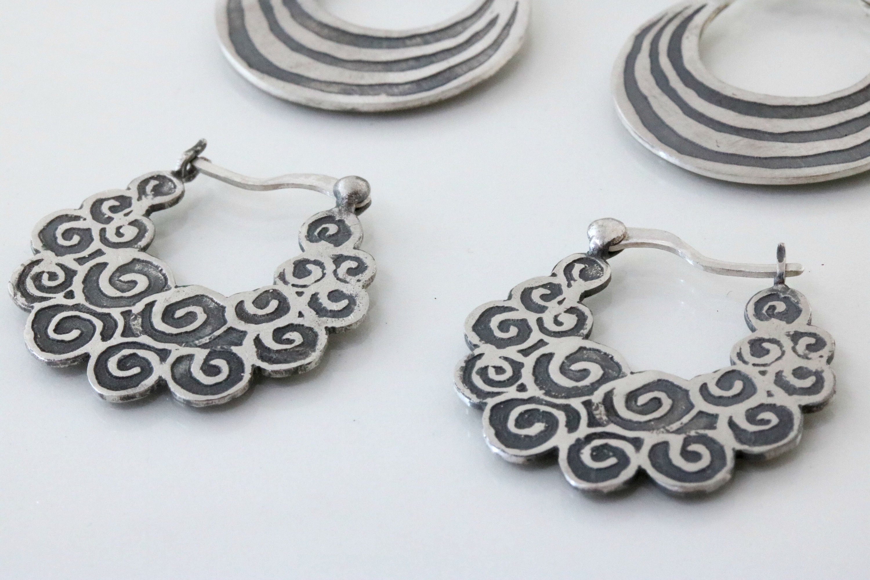 Unique Silvery Hoop Earrings