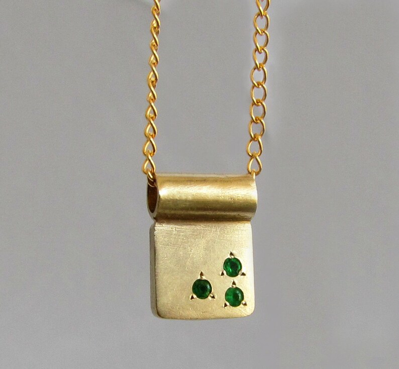 Dainty gold necklace, 14k gold necklace, delicate gold necklace, emerald gold, minimalist gold necklace, unique gold pendant, tiny necklace image 4