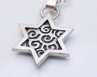 Star of David Necklace, Jewish Gifts for Women, Silver David Star Charm Necklace, Bat Mitzvah Gift, Israeli Jewelry, Jewish Jewelry