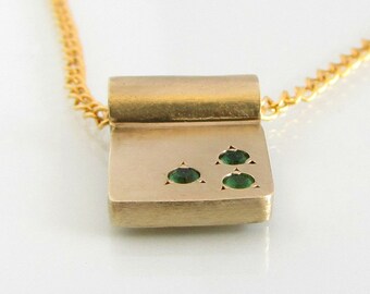Dainty gold necklace, 14k gold necklace, delicate gold necklace, emerald gold, minimalist gold necklace, unique gold pendant, tiny necklace