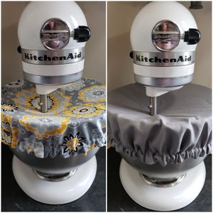 Grey and Yellow Flower Bowl Cover for KitchenAid and Stand Mixers (Fabric Cover Only)