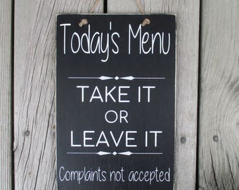 DECO Mini Sign KITCHEN Gag Menu Take It Leave It Diner Eat Cook Chef Ornament