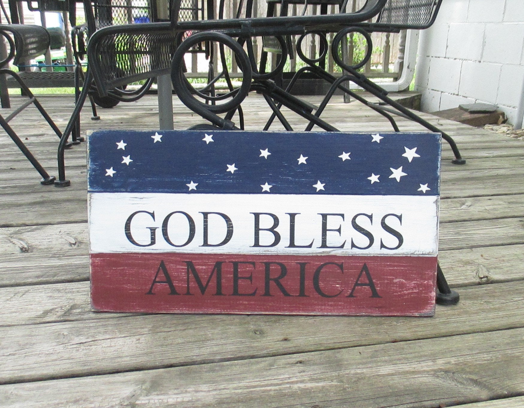God Bless America Wood Sign Handmade Rustic American Flag | Etsy