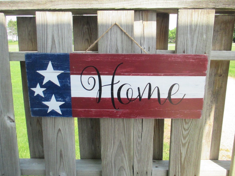 Patriotic Flag Home Sign American Flag Decor 4th Of July Etsy