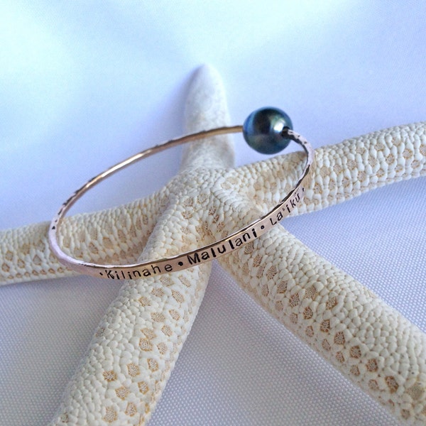 Custom Stamped TAHITIAN PEARL Bangle