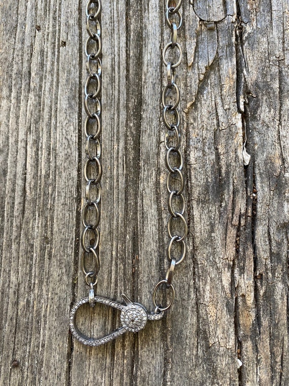 Link Chain Necklace With Large Pave 