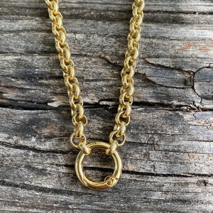 Sterling Silver Rolo Chain Necklace with Gold Round Clasp