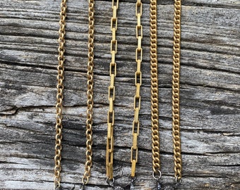 Matte Gold Necklace with Pave Diamond Clasp