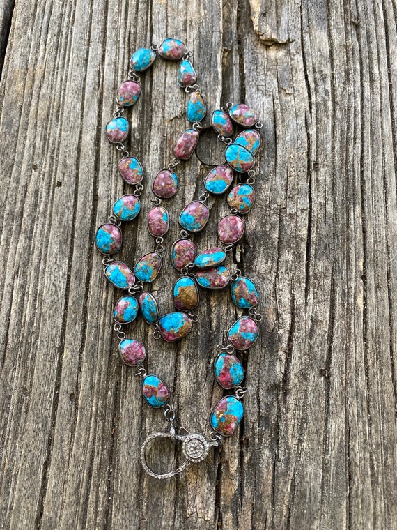 Turquoise bezel necklace sale