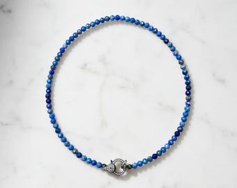Lapis, Necklace, Diamond Clasp, Handmade Fine Jewelry Gift