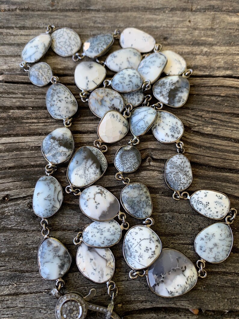 Dentrite Necklace with Pave Diamond Lobster Claw Clasp. Etsy