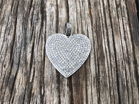 Pave Diamond Heart Pendant - Etsy