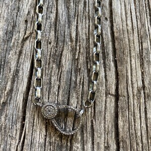 Rolo Chain Necklace with Pave Diamond Gold Carabiner