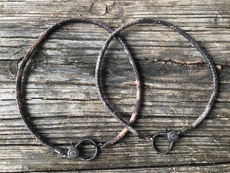 Snakeskin Choker with Large Pave Diamond Lobster Claw Clasp Etsy