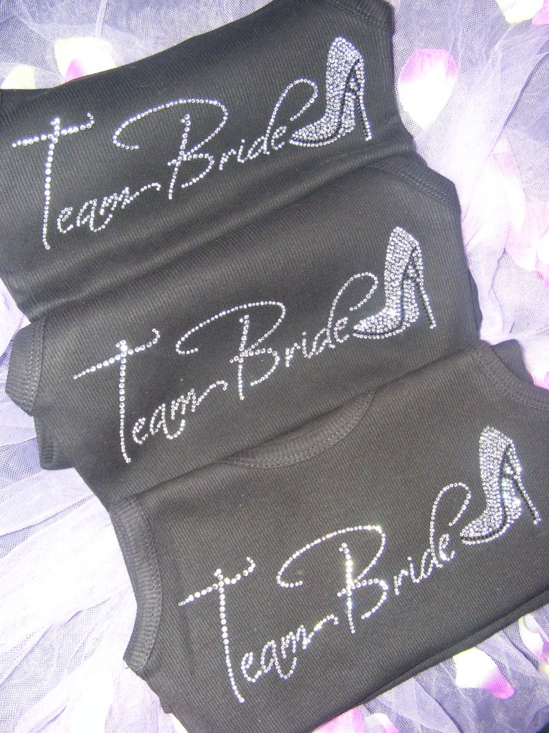 1 BRIDE 1 MAID OF HONOR IRON ON TRANSFER 10 TEAM BRIDE LOT OF 12 RHINESTONE
