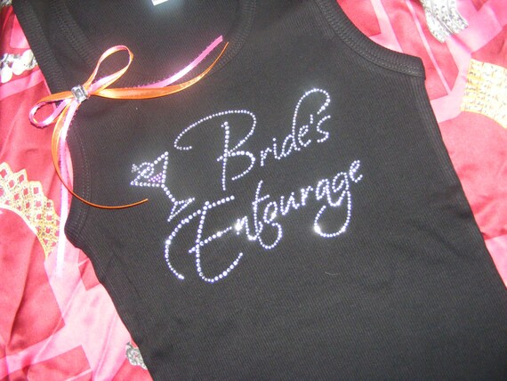 BRIDE/'S ENTOURAGE Rhinestone iron on transfer new BRIDAL BACHLORETTE PARTY