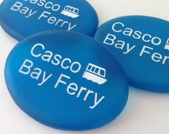 Blue and White Personalized Sea Glass, Engraved Beach Stones