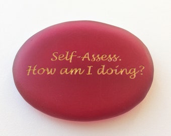 Cranberry Red and Gold Personalized Sea Glass, Engraved Beach Stones