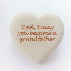 Personalized Cream Heart Stone Engraved with YOUR Name, Date, Words in Gold