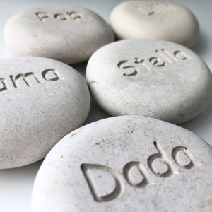 Name Stones in White/Cream, Great Family Gifts. Custom Engraved Rocks and Family Stones