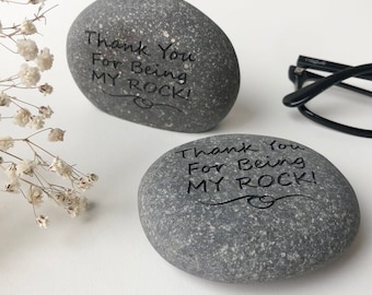 Thank You Rock! Paperweight Gratitude Gift - Rock Made of 100% Natural Stone, Measuring Approx. 3" in Width - You Are My Rock