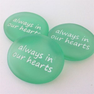 Light Green Personalized Sea Glass, Engraved Beach Stones